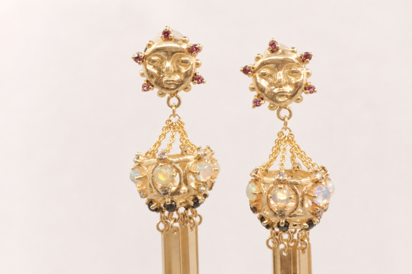Sun Face Duster Tassel Earrings