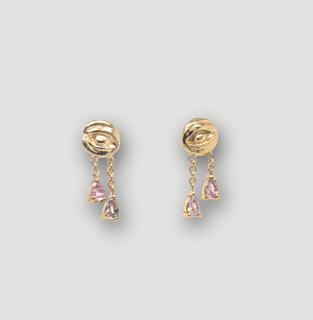 Lacrimosa Studs with pink/lilac sapphires